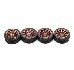 608-8002 Rubber + Plastic Tyres for 1:10 R/C On-Road Car (4-Pack)